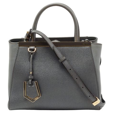 Fendi Grey Saffiano Leather Small 2Jours Tote 